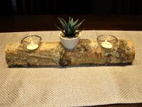 3er Teelichthalter Birke mit Glas und Teelicht