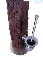 Toilettenpapierhalter Klopapierhalter Klobürste Eichenbalken Edelstahl Vintage altes Holz, Holz und Metall Baddekoration Unikat originelle Geschenkidee