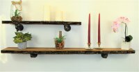 Wandregal Industrial Eiche mit Baumkante und Rinde Retro Rustikal Vintage Holz und Eisen 40 -120 cm