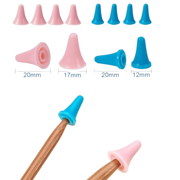 Stricknadel-Stopper für Nadelspiel, Set mit 8 Stück (4x klein 4x groß)