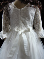 Mädchen Kleid festlich Blume mit Reifrock Blumenkind Taufe Hochzeit A-Linie Weiß-116
