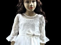 Mädchen Kleid festlich Blume mit Reifrock Blumenkind Taufe Hochzeit A-Linie Weiß-140