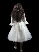 Mädchen Kleid festlich Blume mit Reifrock Blumenkind Taufe Hochzeit A-Linie Weiß-140