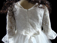 Mädchen Kleid festlich Blume mit Reifrock Blumenkind Taufe Hochzeit A-Linie Weiß-140